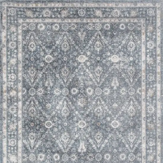Blue Floral Distressed Area Rug Photo 3