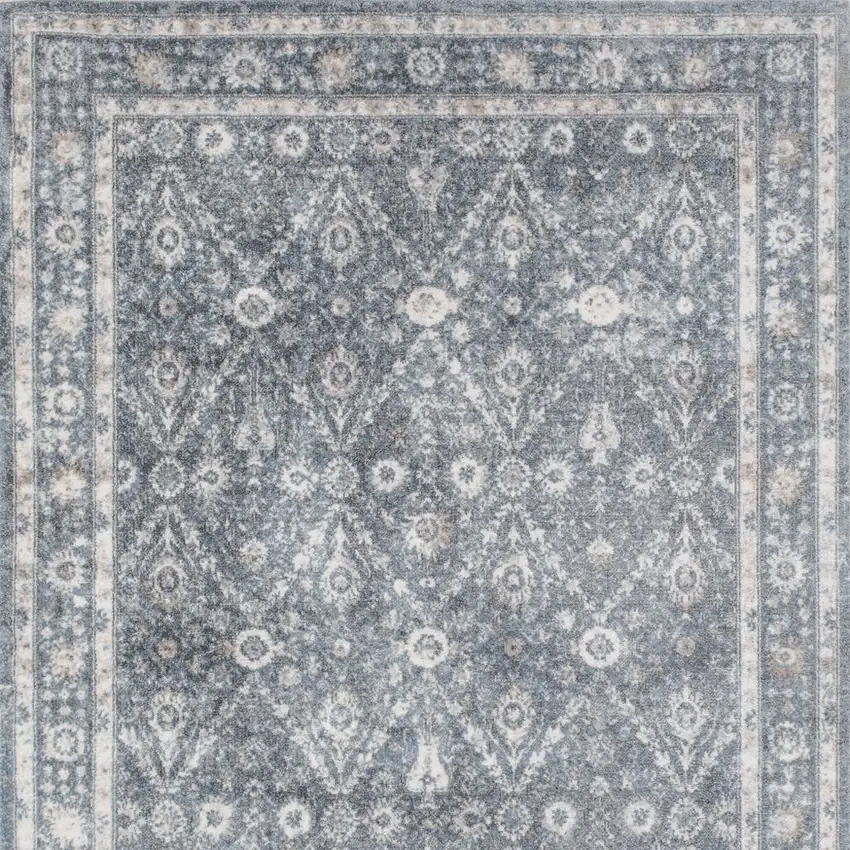 Blue Floral Distressed Area Rug Photo 3