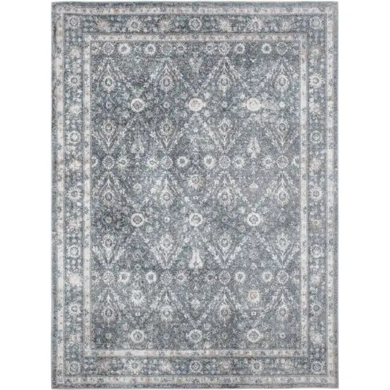 Blue Floral Distressed Area Rug Photo 4