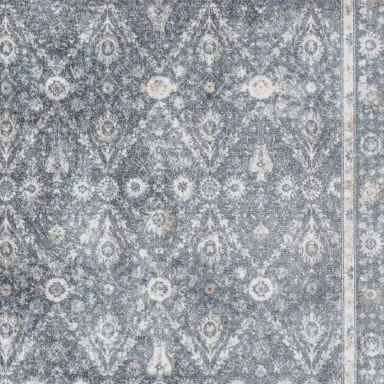 Blue Floral Distressed Area Rug Photo 2