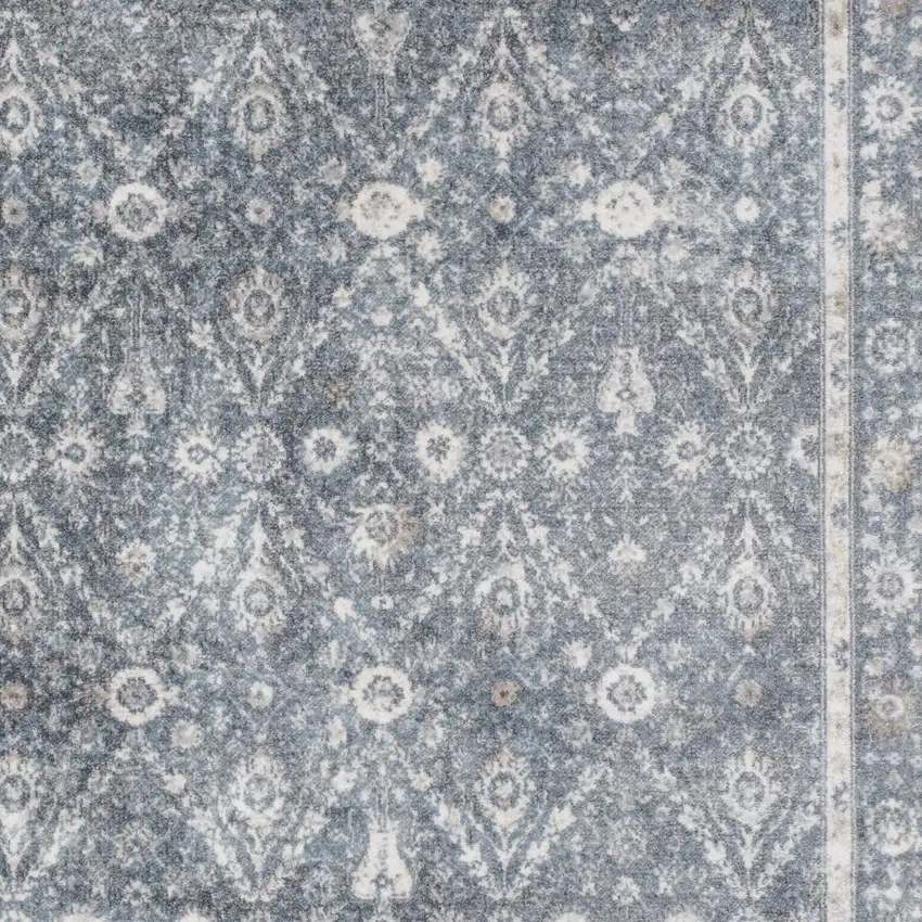 Blue Floral Distressed Area Rug Photo 2