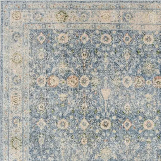 Blue Floral Distressed Area Rug Photo 3