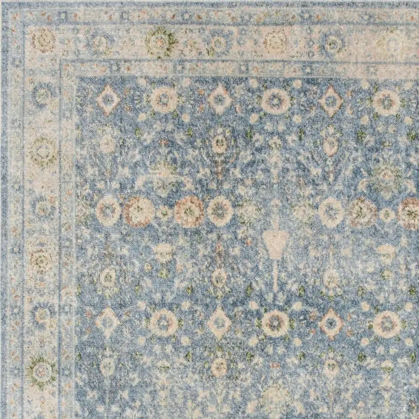 Blue Floral Distressed Area Rug Photo 3