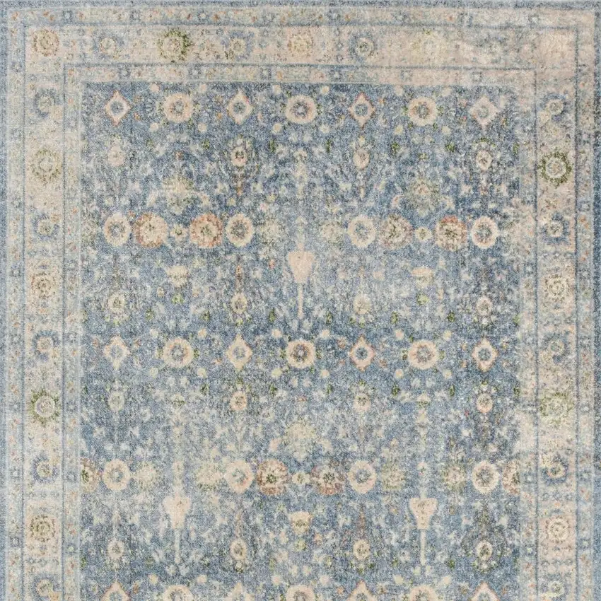 Blue Floral Distressed Area Rug Photo 4