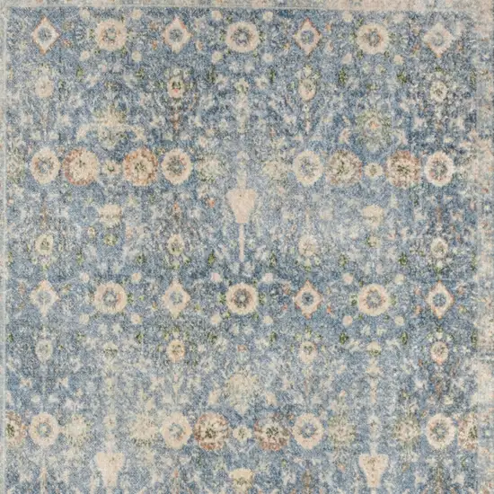 Blue Floral Distressed Area Rug Photo 8