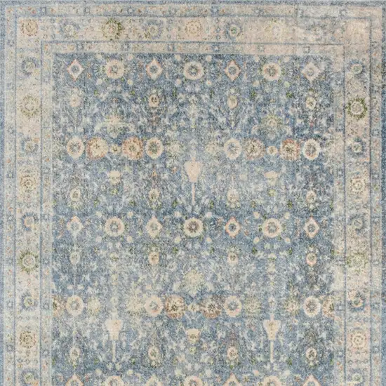 Blue Floral Distressed Area Rug Photo 7