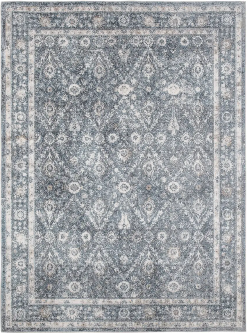 Blue Floral Distressed Area Rug Photo 4