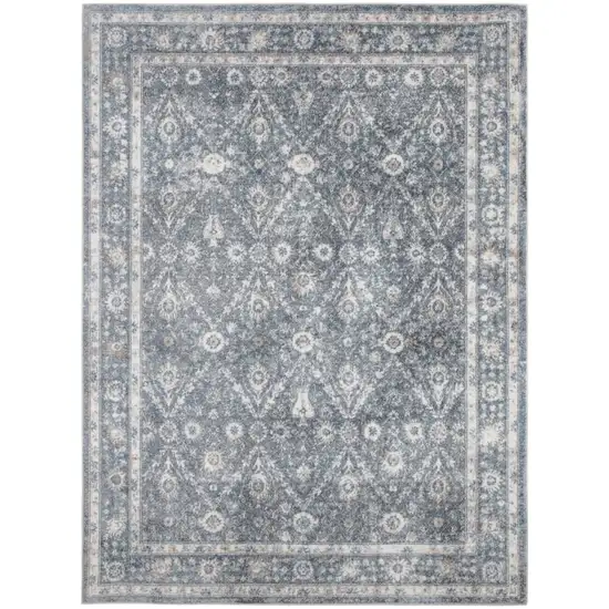 Blue Floral Distressed Area Rug Photo 7