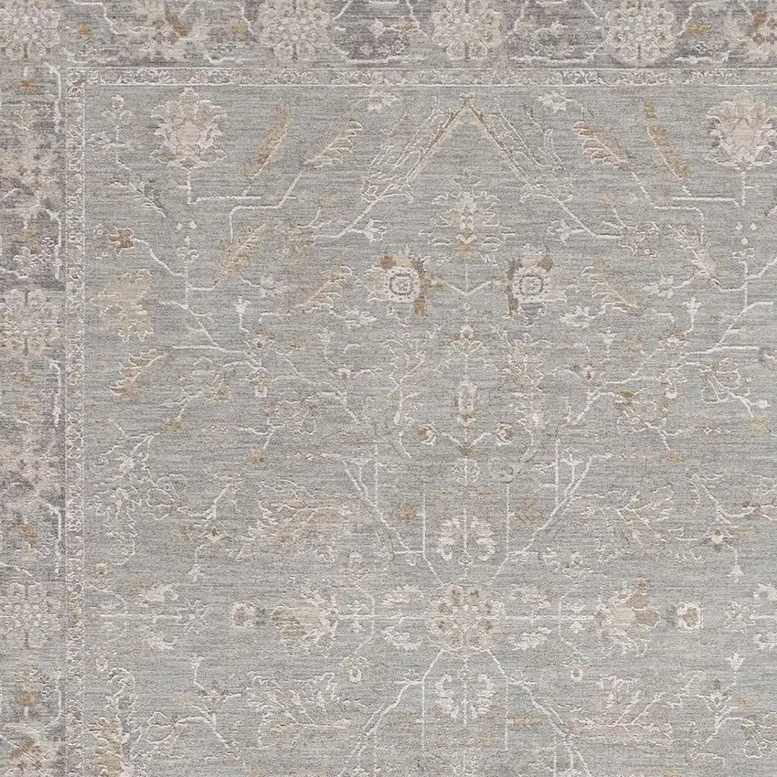 Blue Floral Distressed Area Rug Photo 3