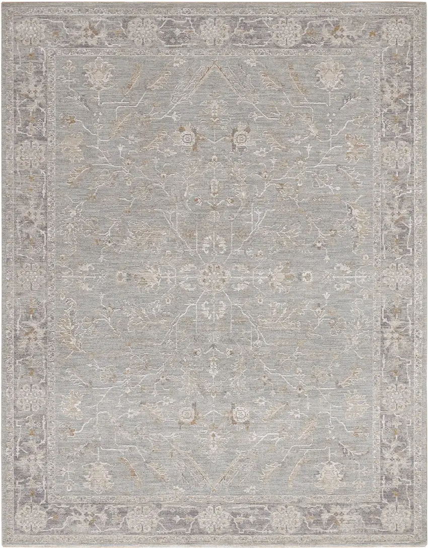Blue Floral Distressed Area Rug Photo 2