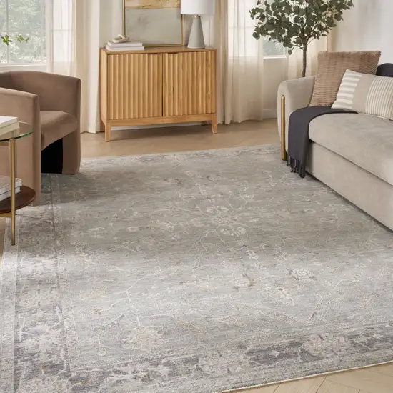 Blue Floral Distressed Area Rug Photo 6