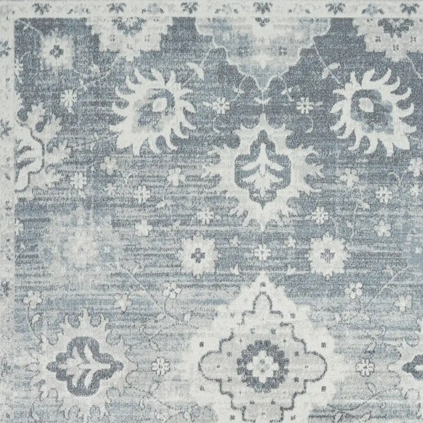 Blue Floral Distressed Area Rug Photo 8