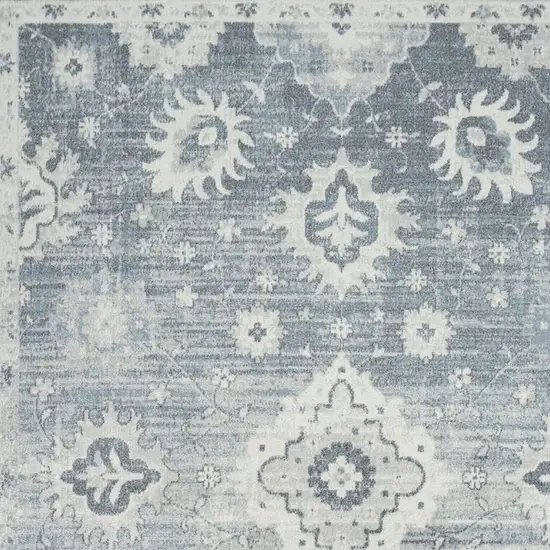 Blue Floral Distressed Area Rug Photo 8