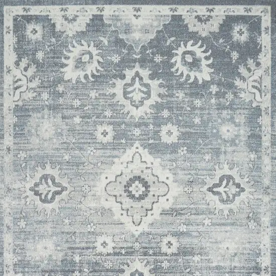 Blue Floral Distressed Area Rug Photo 9
