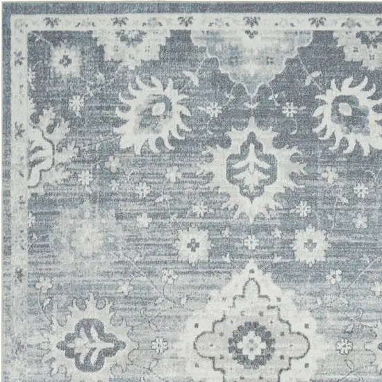 Blue Floral Distressed Area Rug Photo 8