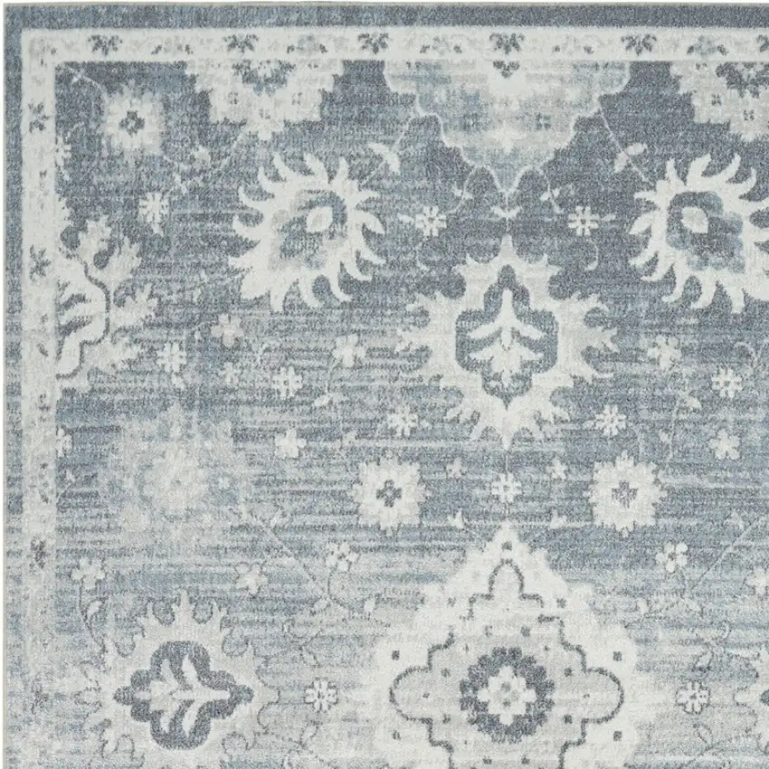 Blue Floral Distressed Area Rug Photo 8