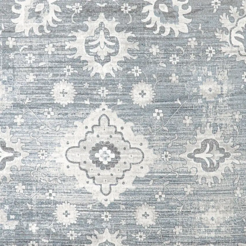 Blue Floral Distressed Area Rug Photo 8