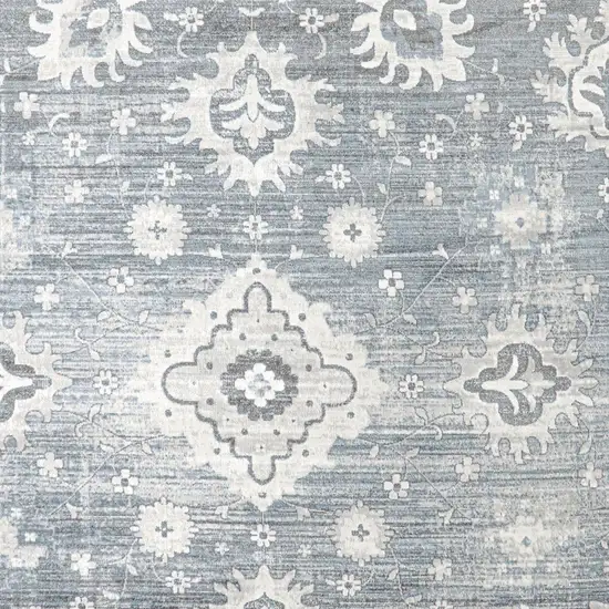 Blue Floral Distressed Area Rug Photo 8