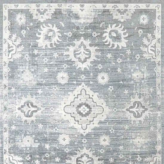 Blue Floral Distressed Area Rug Photo 9