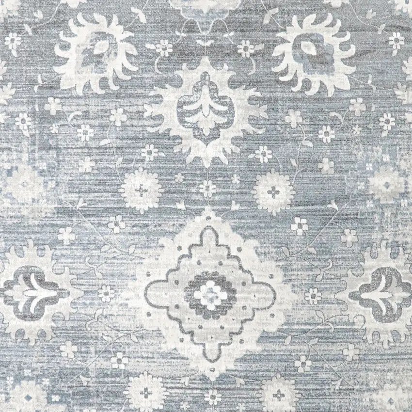 Blue Floral Distressed Area Rug Photo 8
