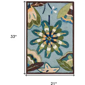 Photo of Blue Floral Hand Carved Handmade Area Rug