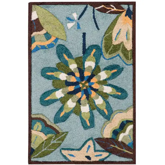 Blue Floral Hand Carved Handmade Area Rug Photo 4