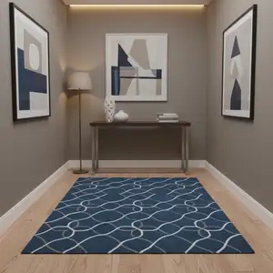 Photo of Blue Floral Handmade Area Rug