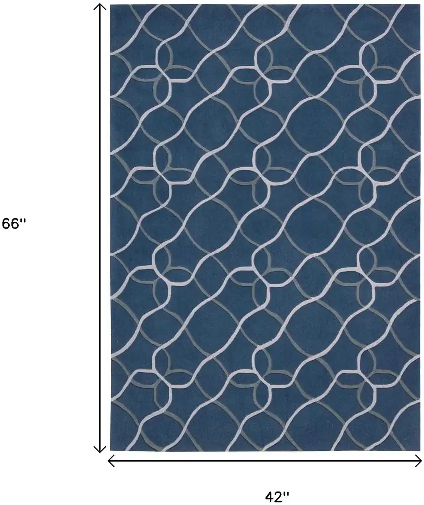 Blue Floral Handmade Area Rug Photo 3