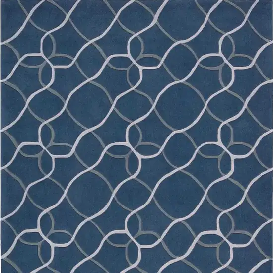 Blue Floral Handmade Area Rug Photo 4