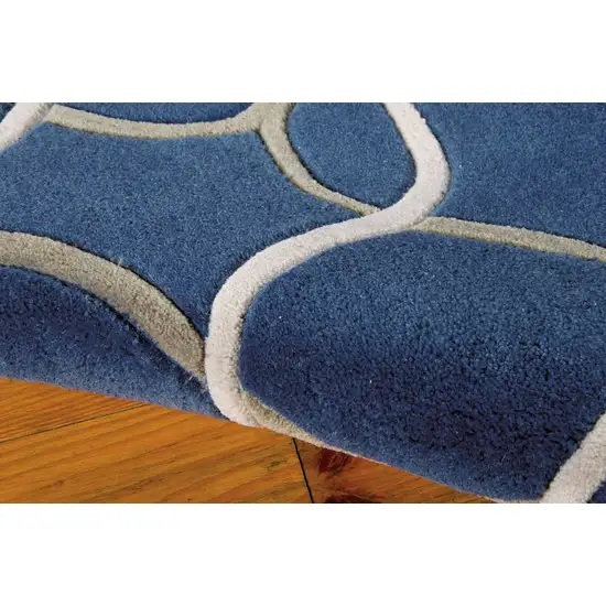 Blue Floral Handmade Area Rug Photo 5