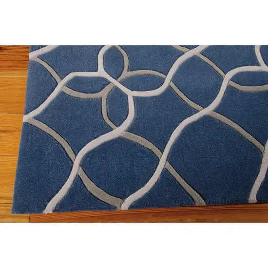 Blue Floral Handmade Area Rug Photo 9