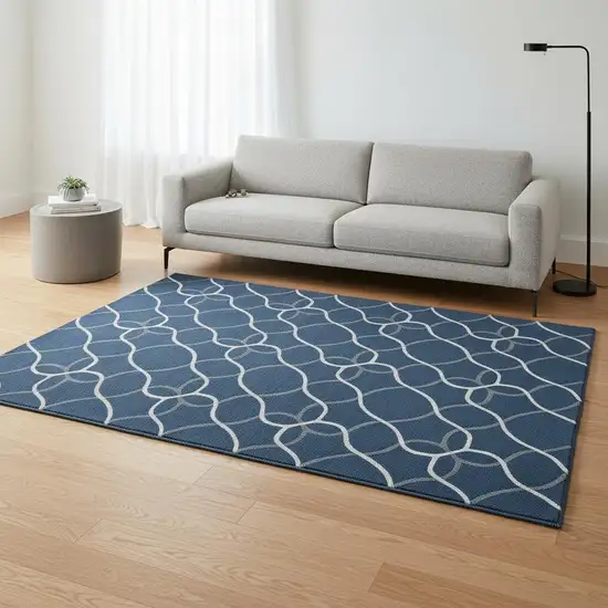 Blue Floral Handmade Area Rug Photo 1