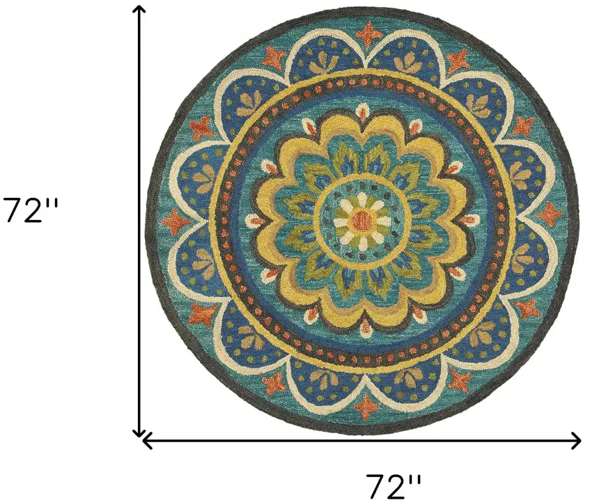 Blue Floral Mandala Area Rug Photo 10