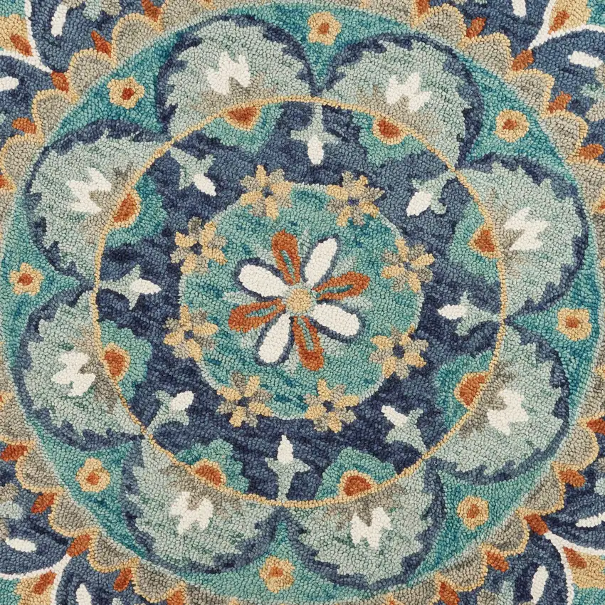 Blue Floral Mandala Area Rug Photo 2
