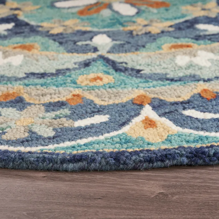 Blue Floral Mandala Area Rug Photo 3