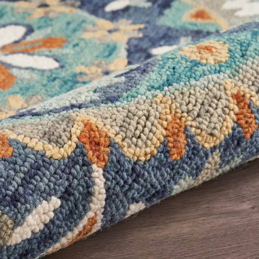 Blue Floral Mandala Area Rug Photo 6