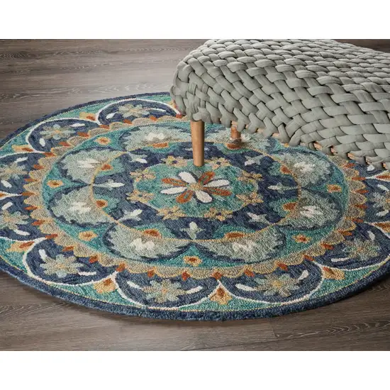 Blue Floral Mandala Area Rug Photo 7