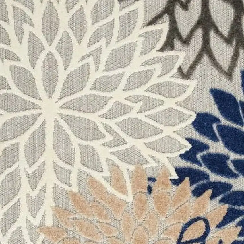 Blue Floral Non Skid Indoor Outdoor Area Rug Photo 3