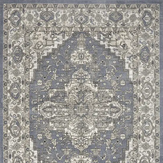 Blue Floral Power Loom Area Rug Photo 7