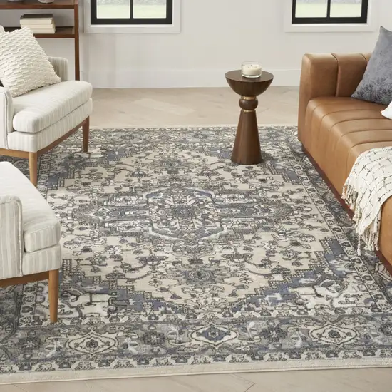 Blue Floral Power Loom Area Rug Photo 5