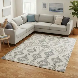 Photo of Blue Floral Power Loom Area Rug