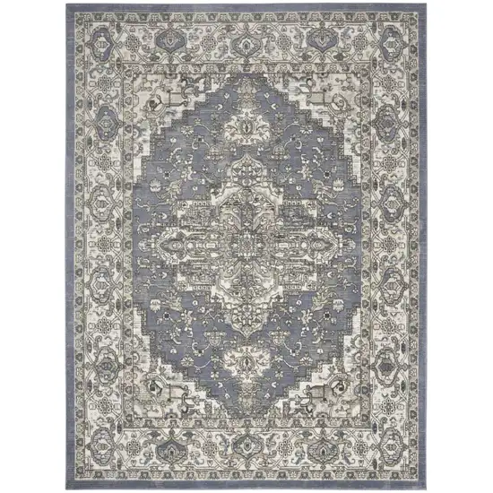 Blue Floral Power Loom Area Rug Photo 5