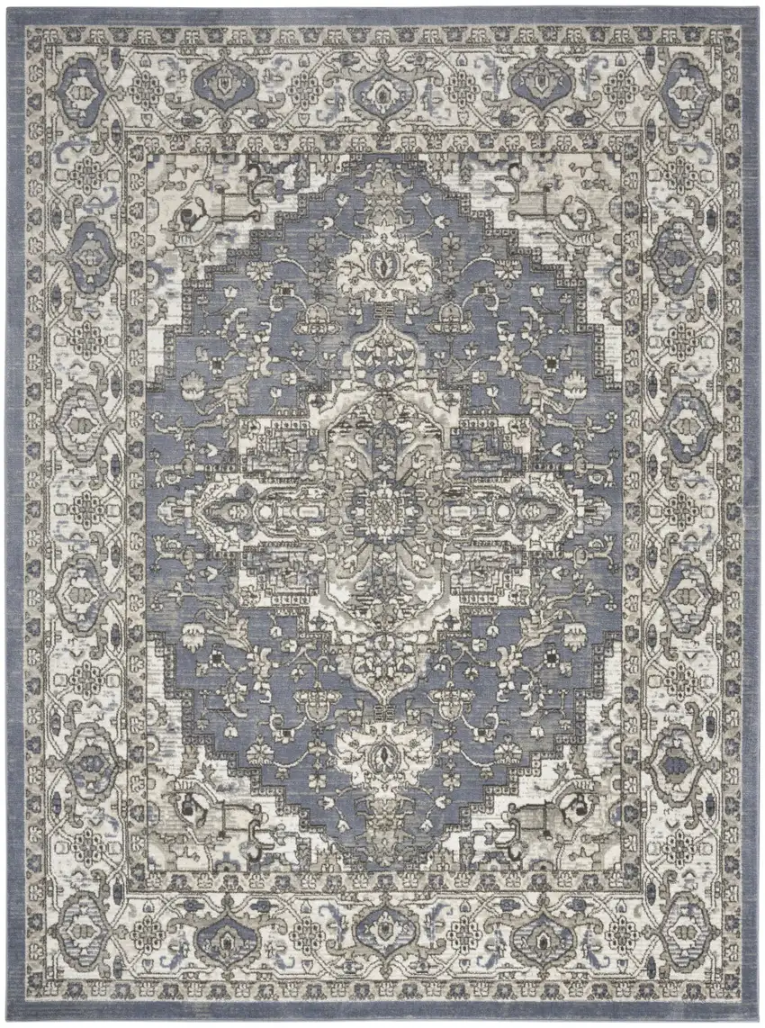 Blue Floral Power Loom Area Rug Photo 5