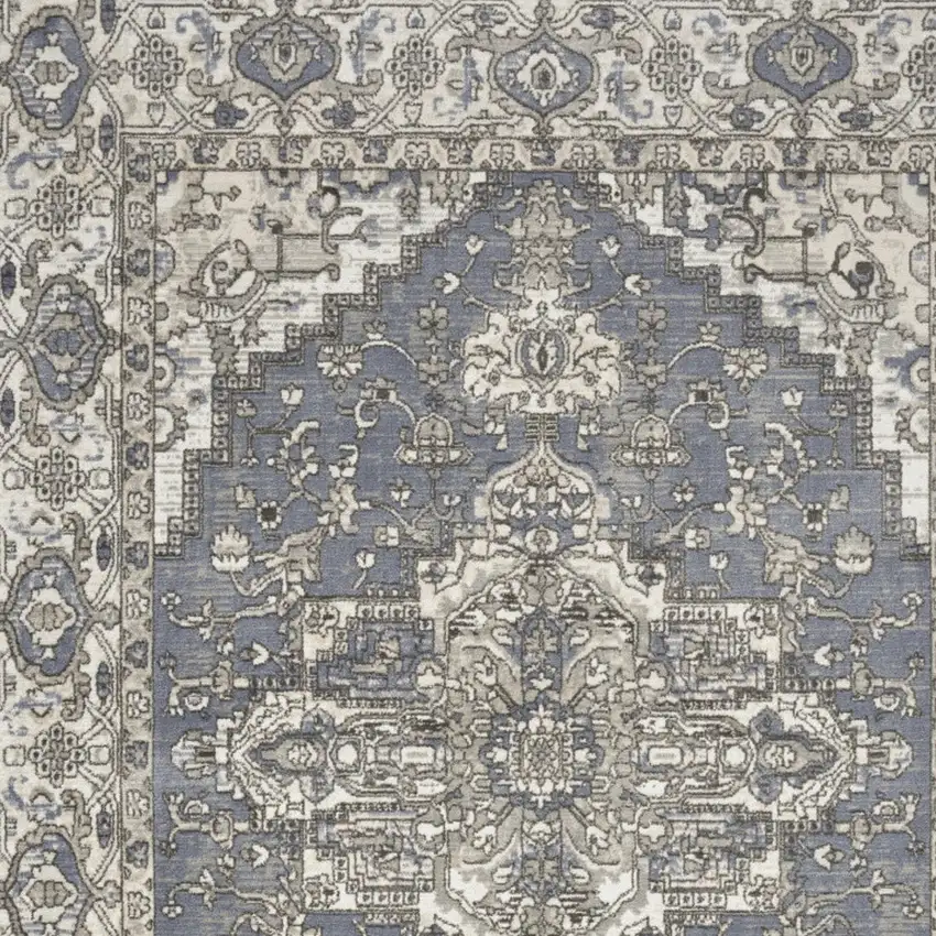 Blue Floral Power Loom Area Rug Photo 6