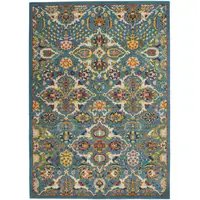 Photo of Blue Floral Power Loom Area Rug