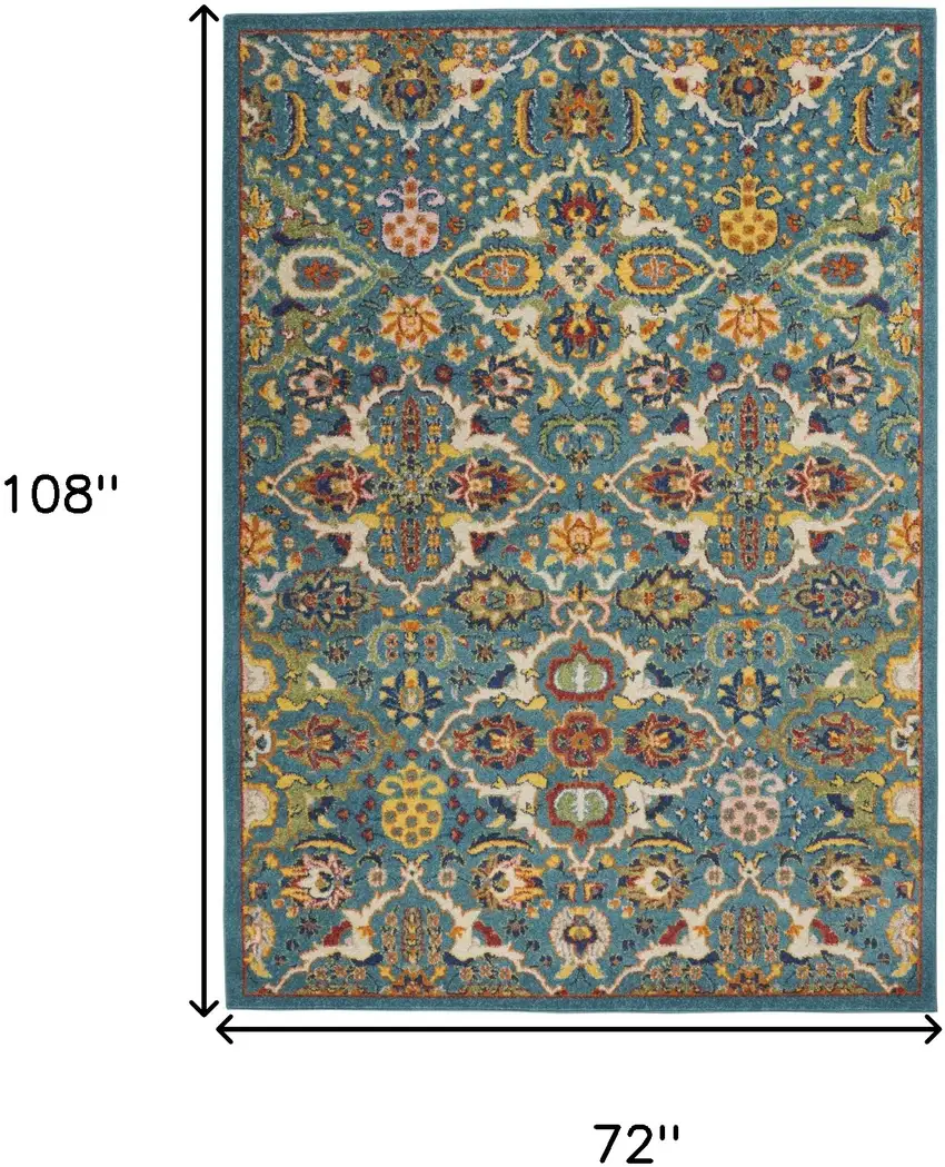 Blue Floral Power Loom Area Rug Photo 9