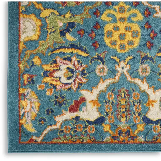 Blue Floral Power Loom Area Rug Photo 8