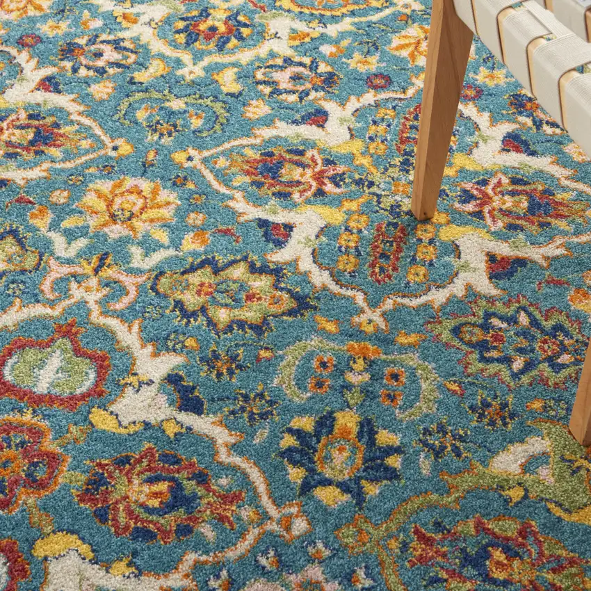 Blue Floral Power Loom Area Rug Photo 8