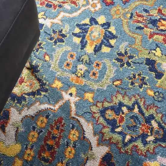Blue Floral Power Loom Area Rug Photo 9