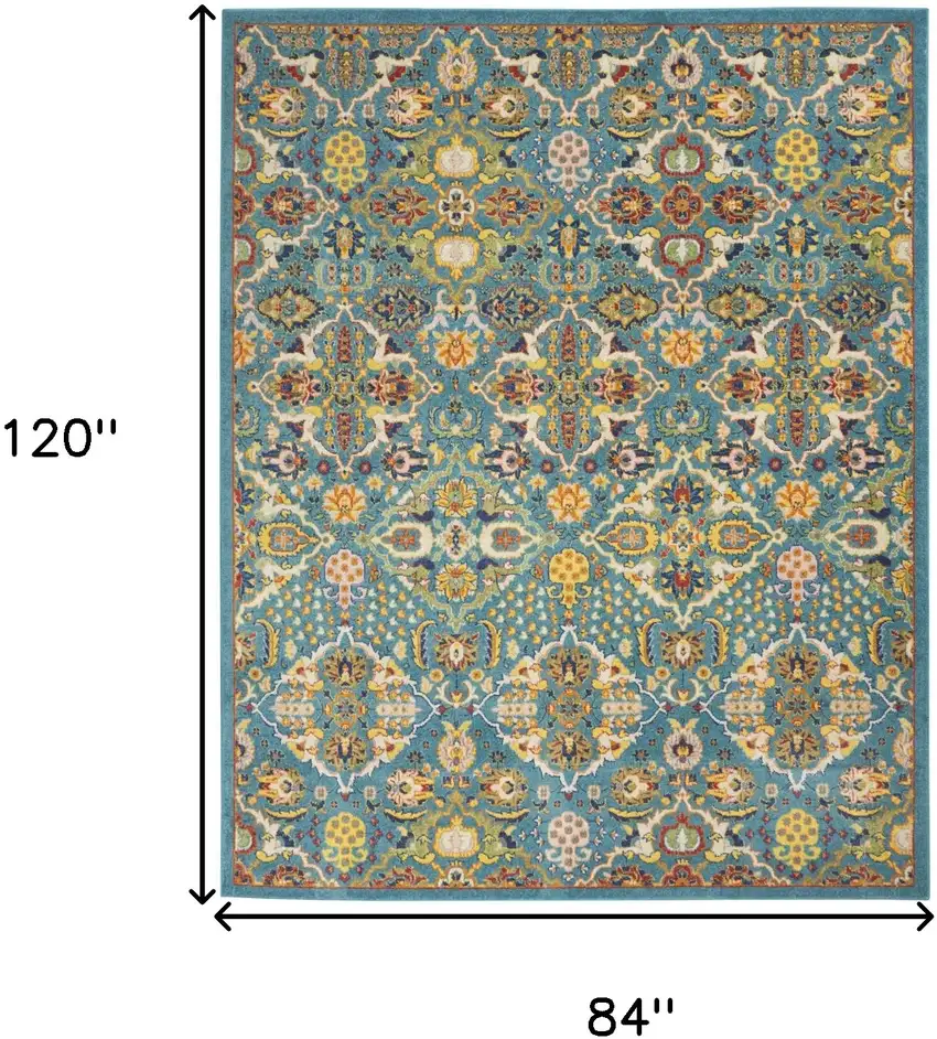 Blue Floral Power Loom Area Rug Photo 9
